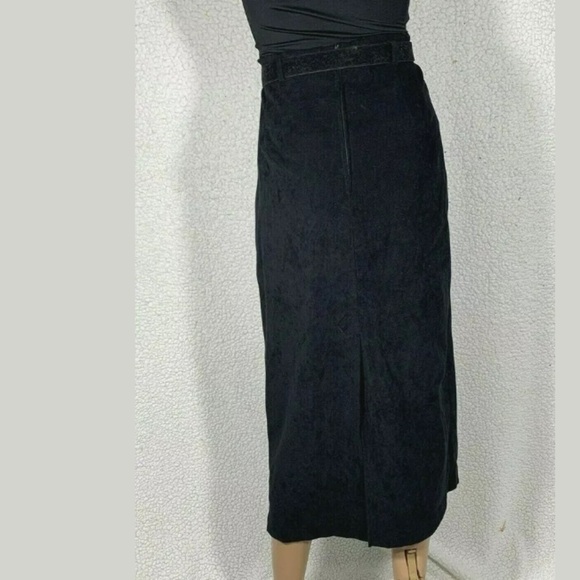 Vintage High Waist Belted Pencil Maxi Skirt Womens 14 Preppy Office Western - Picture 4 of 7